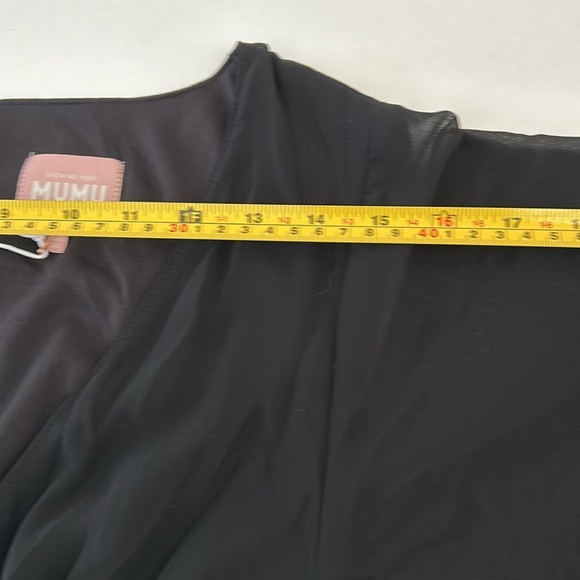 Show Me Your Mumu black chiffon bridesmaid dress full skirt flare short sleeve - Picture 15 of 16